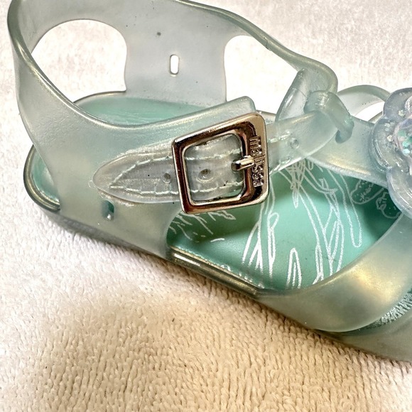 Mini Melissa Little Girls Sea Sandal Shell Glitter Blue Jelly Shoes Size 7 - Picture 3 of 11